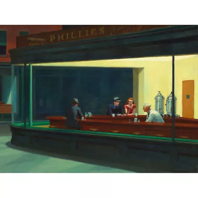 Edward Hopper Nighthawks Iconic Painting Canvas Wall Art Print Poster • £13.99