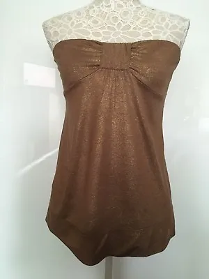 £2.99 • Buy Todays Woman Brown Gold Bandeau Jersey Evening Sparkle Top Size UK 10