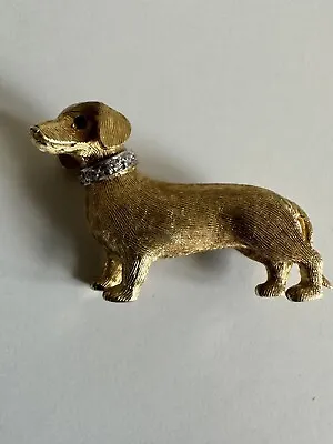 Vintage 18ct Gold Diamond Dachshund Dog Brooch  • £950