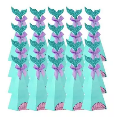 Set Of 20 Mermaid Treat Boxes Party Favor Boxes With Thank You Stickers • $9.99