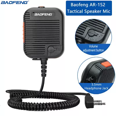 BaoFeng Tactical Speaker Mic Volume Adjustable For UV-5R AR-152 Two Way Radio • $12.99