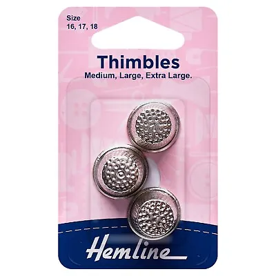 HEMLINE Thimble Metal 3 Assorted Sizes 16 17 & 18 • £3.70