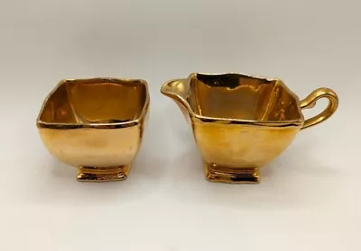 Vintage Royal Winton Grimwades Creamer And Sugar Bowl Set  Gold Plated” • $14.99