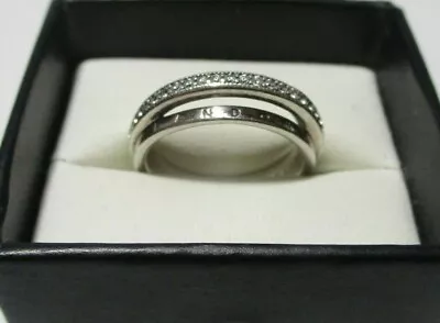 PANDORA Ring - Triple Three Band Pave Silver With Clear Cz  Size 56 - 199040C01 • $62