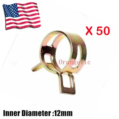 50PC 12mm 1/2  Spring Hose Clamp Fastener Kit Fuel Water Line Pipe Air Tube Clip • $8.62