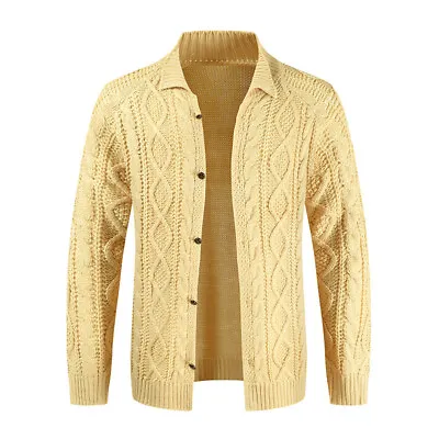 Mens Winter Long Sleeve Sweater Jacket Coat Casual Knitted Cardigan Outwear Tops • $32.04