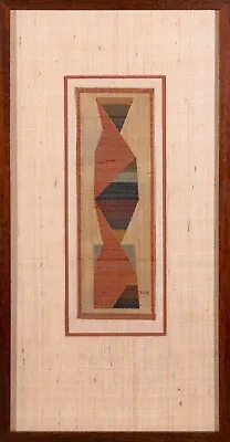 Boris Kroll Mid Century Modern Woven Fabric Monogram BK Signed Verso Framed 1965 • $900