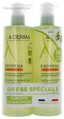 A-DERMA Exomega Control Anti-Scratching 2in1 Emollient Cleansing Gel 2 X 500ml • £70.01