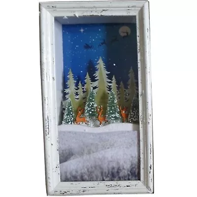 Light Up Christmas Musical LED  Traditional Snow Scene Frame  Xmas Decoration • £7.95