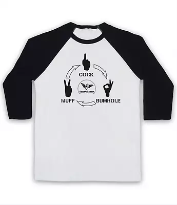 Nathan Barley Cock Muff Bumhole Comedy Tv Rock Paper 3/4 Sleeve Baseball Tee • £23.99