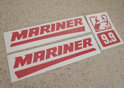 Mariner Vintage Outboard Motor 9.9 HP Decals RED FREE SHIP + FREE Fish Decal! • $16