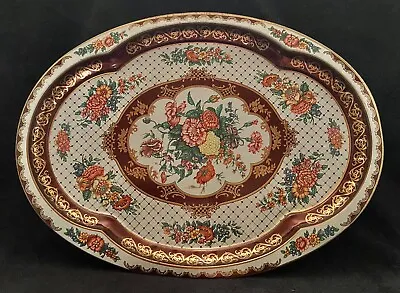 Vintage Large DAHER DECORATED WARE PLATTER-SERVING TRAY-Tin-Floral-20  X 15  • $17.99