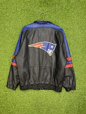 Vintage 90s New York Jets Leather Starter Jacket Full Zip Mens Size Large L • $159.99