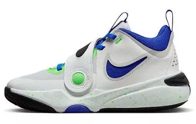 Nike Boy's Team Hustle D11 (GS) Basketball Shoes Youth White/Blue DV8996-101 NEW • $32.88
