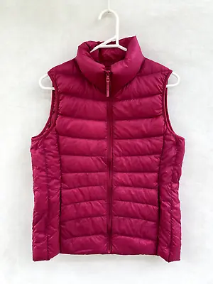🍁 Womens Uniqlo Duck Down Feather Sleeveless Full Zip Puffer Vest Jacket Size M • $45