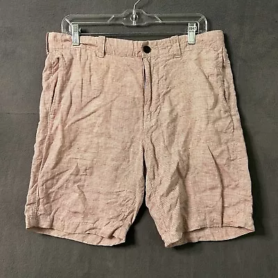 J. CREW Men’s Red White Striped Linen Seersucker Shorts Size 33 Waist 9 Inseam • $18