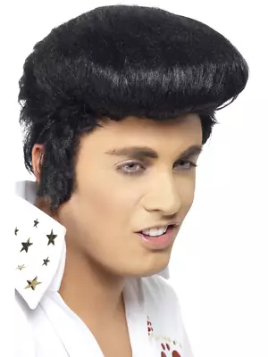 Elvis Wig Rock Star 50s Celebrity Black Wig Licensed Fancy Dress Accessory • $79.86