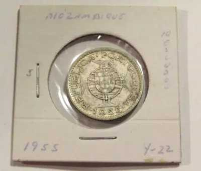 Mozambique 1955 10 Escudos Silver Coin • $19.99
