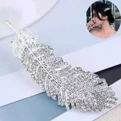 1pcs Rhinestone Feather Hairclips Luxury Chic Barrettes Women Hair Accessories • $13.24