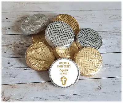 £14 • Buy DIY Personalised Christening Baptism Communion Chocolate Favours Gold Or Silver