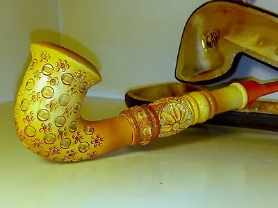 Finest CAO Meerschaum Smoking Pipe Ornate Carving W Case • $119.99