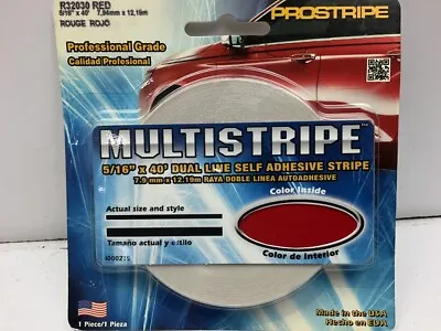 Prostripe R32030 Vinyl Striping Pinstriping Tape 5/16  X 40' Dual Line Red • $10.99