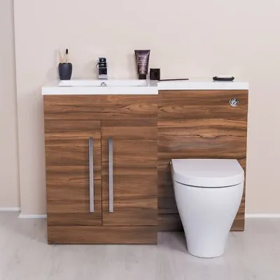 Bathroom 1100mm L Shape Combination Suite Toilet Vanity Unit & Basin All Colour • £505.97