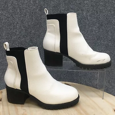 MIA Boots Womens 8 M Colten Classic Chelsea Ankle Bootie GS875079 White Heels • $13.05