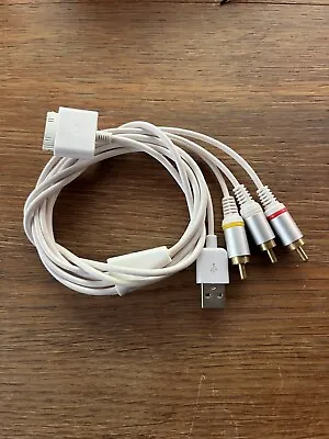 USB Cable Charger Video To AV TV RCA AUX Apple IPod IPad Phone 1.5m Audio Video • £5