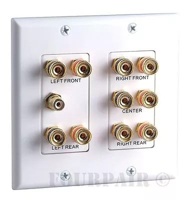 $18.95 • Buy 5.1 Surround Home Theater Speaker Wall Plate Banana Binding Post 2-Gang White