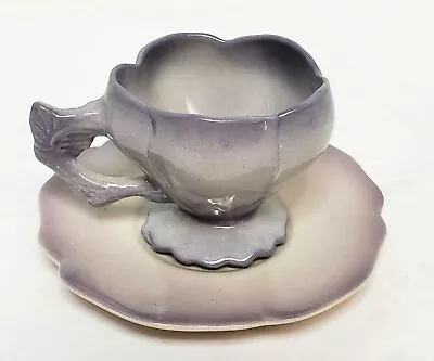 Vintage Mini Flower Shaped Teacup And Saucer Purple 2.5  • $19.99