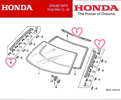 Honda Genuine Civic Ferio Eg9 Molding Windshield Top & Left & Right Ems New • $157