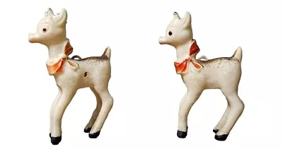 Vintage 50s Hard Plastic Christmas Rudolph Reindeer Figurine Ornament 3.5  Set • $20