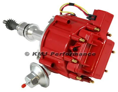 SBF Ford 351W Windsor Red Cap Drop In One Wire HEI Distributor W/ 65kv Coil • $65.99