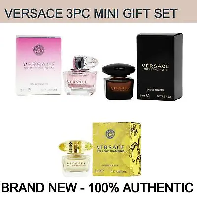 3pc 5ml Mini Versace Bright Crystal Crystal Noir Yellow Diamond NEW! • $24.59