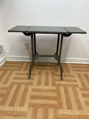 $99.99 • Buy Vintage INDUSTRIAL TYPEWRITER TABLE Drop Leaf Metal Rolling Plant Stand Cart 60s