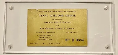$449 • Buy JFK Assassination Historical Artifact Nov 22 1963  - Dinner Canceled Tragic Day