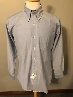 NWT Men's J Press Blue Oxford OCBD Trim Fit Dress Shirt-15.5 34-Made In USA • $129.99