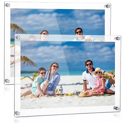 2 Pcs 8.5 X 12 Inch A4 Clear Acrylic Wall Mount Floating Picture Frame Hangin... • $36.33