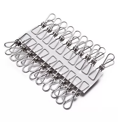 20*Metal Wire Clips Clamps Stainless Steel Washing Line Clothes Pegs Hang Pins R • $5.84