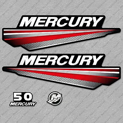 Mercury 50 Hp Two Stroke New Model Outboard Engine Decals Sticker Reproduction • $44.99