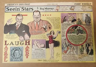 1942 Stan Laurel & Oliver Hardy   Seein' Stars By Feg Murray Comic Strip • £15.03