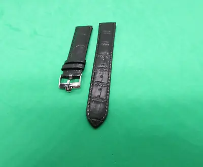 Fits Omega Watch Case  Leather  Croc Watch Band   Black  18mm Silver Buckle • $69.95