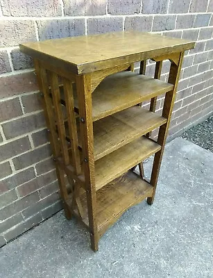 Antique Vintage Arts And Crafts Mission Oak Book Shelf Shoe Rack Stand Bookcase • $349.99