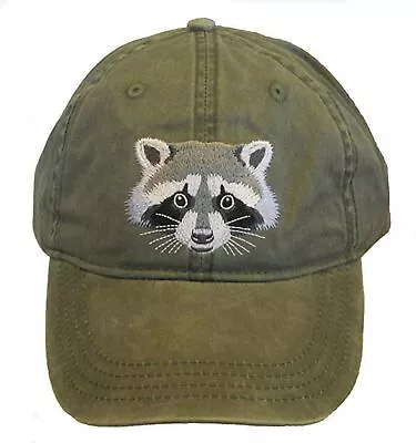 Eco Wear Raccoon Embroidered Cotton Cap Green • $21.75
