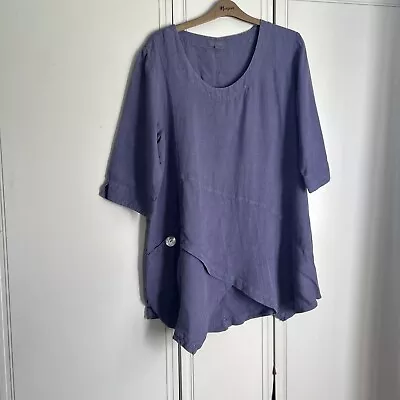 Sahara Lavender Asymmetric Linen Top Size XL • £11.50