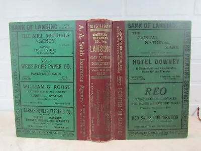 Rare Antique 1932 LANSING MICHIGAN Directory Advertising Genealogy HISTORY • $110