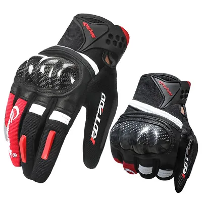 Motorcycle Gloves Carbon Fiber Touch Screen Motorbike Cycling Full Finger Gloves • $22.89