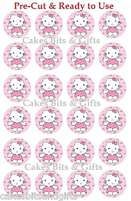 24 X HELLO KITTY Edible Wafer Cupcake Toppers Pre Cut & Ready To Use. • $9