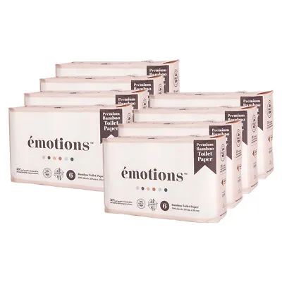 $93 • Buy 8x 6pc Emotions Premium 100% Bamboo Toilet Paper/Rolls 4ply 360 Sheets White